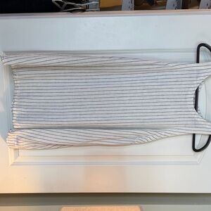 A New Day White and Black Striped Midi Dress